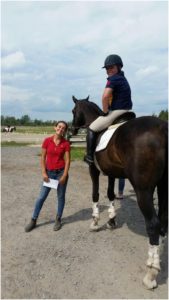 Coach Megan and Zoe riding Taco at the Meadowvale ESD Dressage Show! 