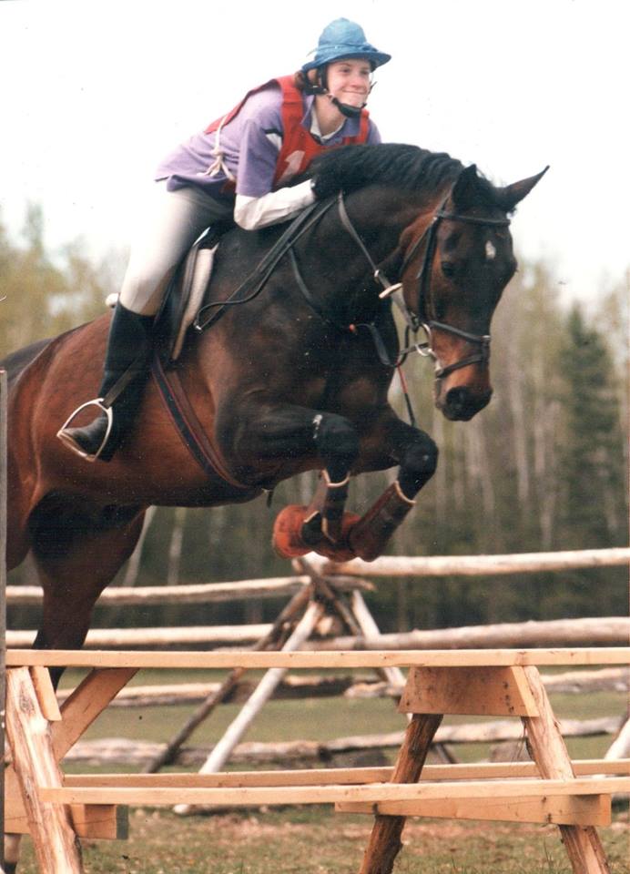 Ruth competing at Pine Oak Horse Trials - 1988ish - with Debonair (Marty)