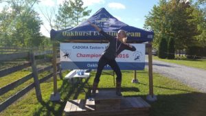 Emma Richardson practicing the Usain Bolt "Lightning Bolt" pose.