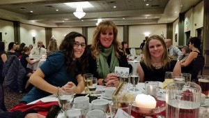 Megan Jenner, Ruth Allum & Cheryl Denault keeping the Team Oakhurst table cheering loudly during the 2015 OADG Dressage Awards Banquet.