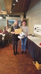 Emma Richardson accepting the Oakhurst Prancing Ponies Team award at the 2016 Cadora Ontario Dressage Awards lunch.